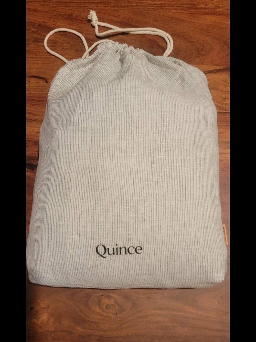 New! QUINCE LINEN DUVET COVER SET FULL QUEEN, Grey Pinstripe!